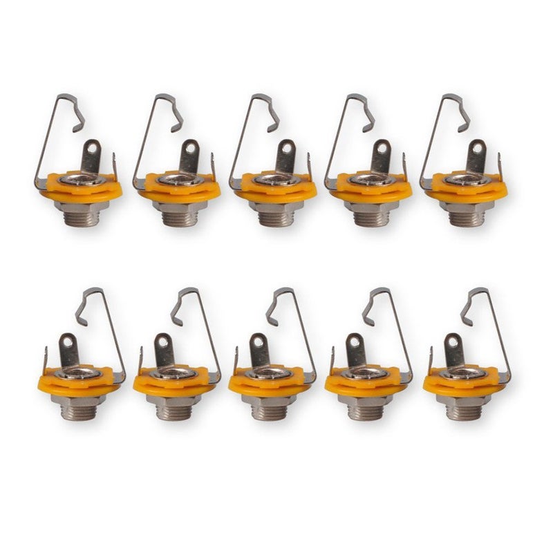HTTX (1/4 inch) 6.35mm Microphone Mono TS Socket Female Connector Panel Mount Adapter (10 Pack) - Image 1